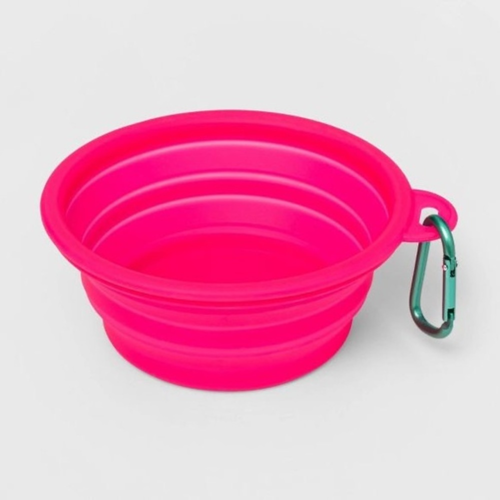 Collapsible Dog Bowl Neon hot Pink Nwt Barbie barbiecore